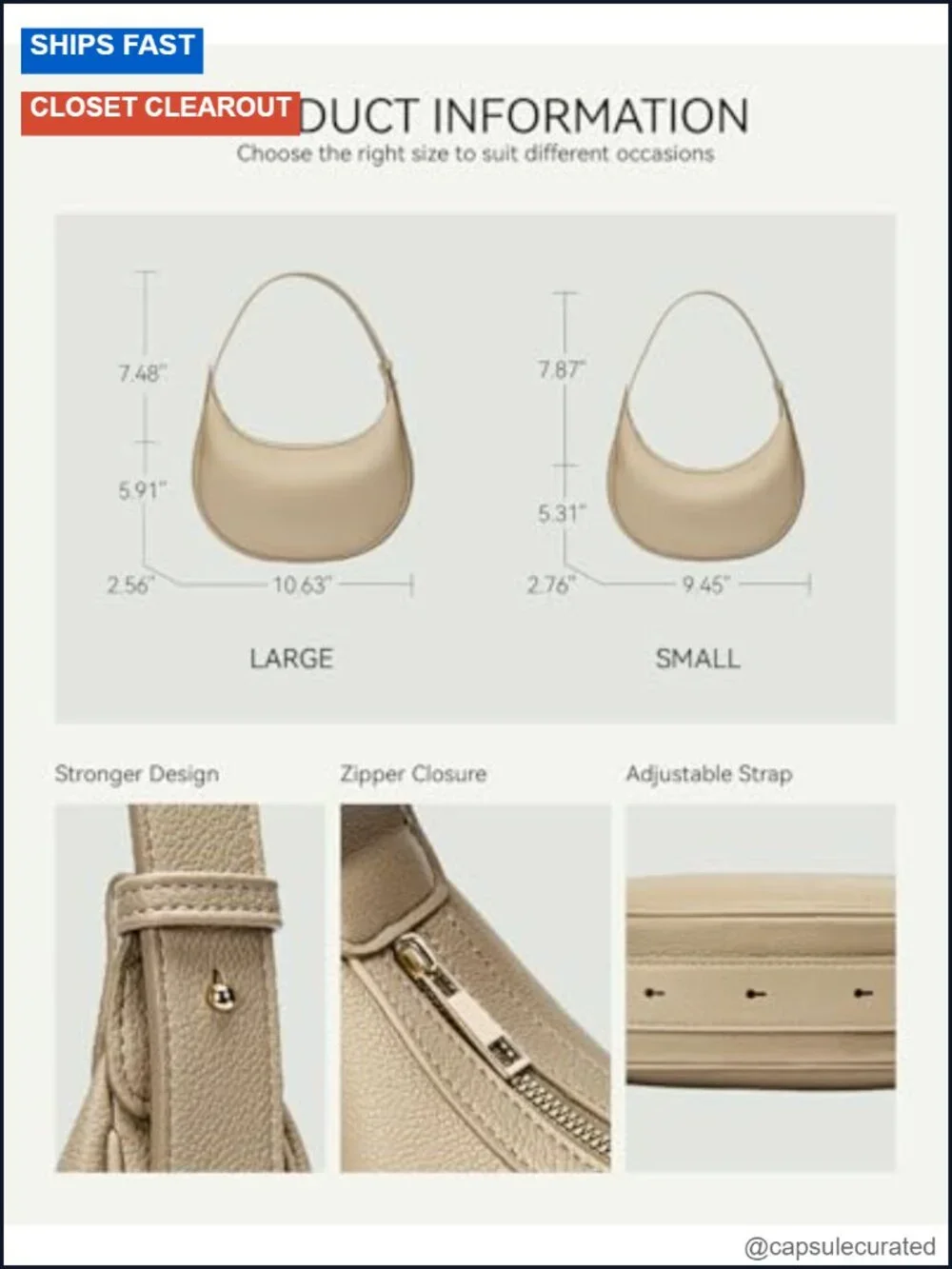 Trendy Crescent Shoulder Bag Vegan Leather Crossbody Hobo Purse for Women